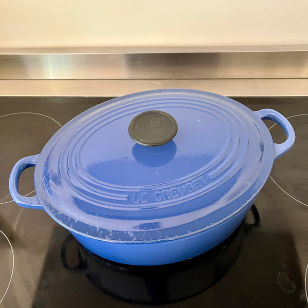 Blauwe Le Creuset braadpan 27 cm