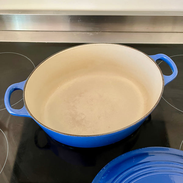 Blauwe Le Creuset braadpan 27 cm